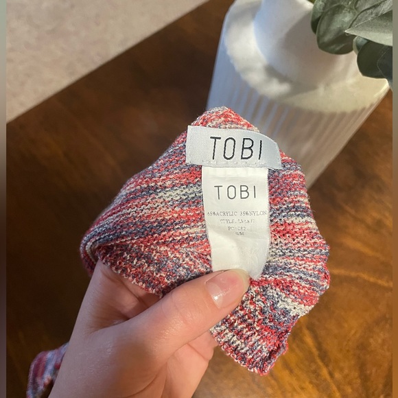 Red, white, and blue knit halter crop top - Picture 3 of 4